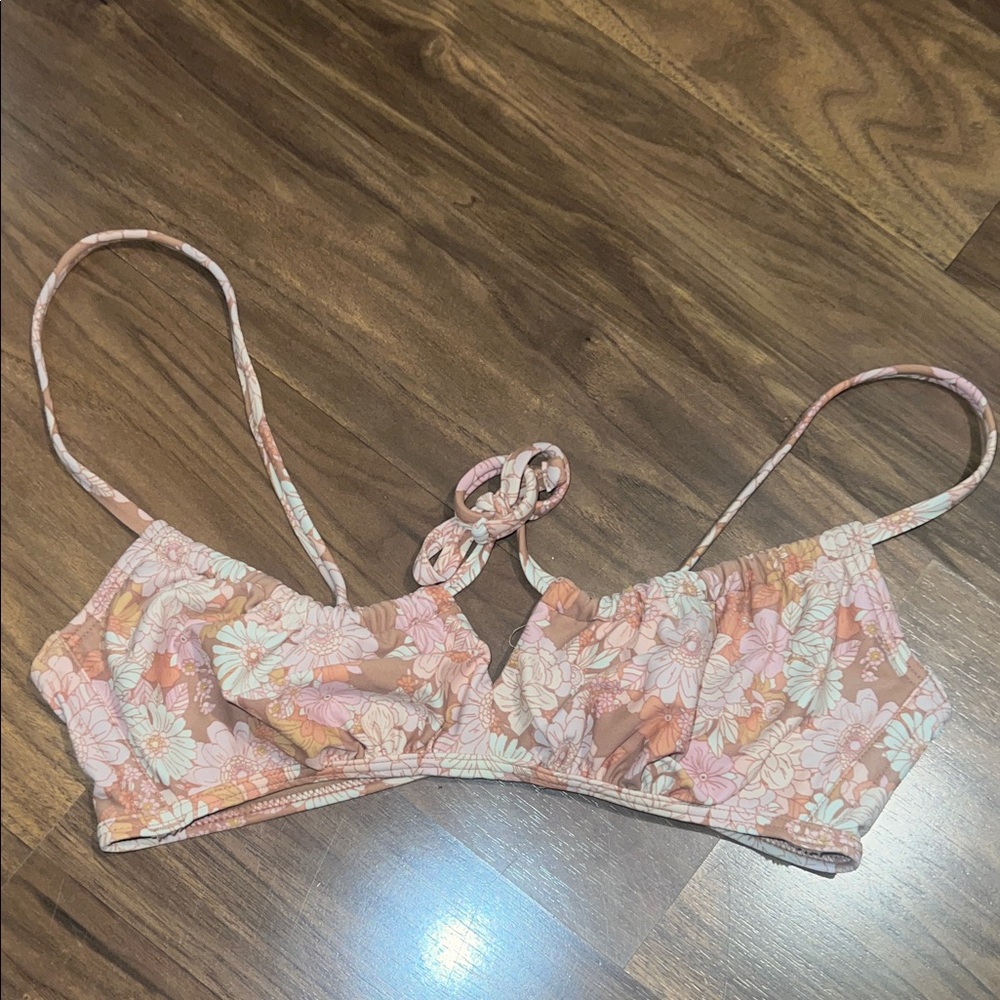 Floral Pink and Orange Bikini Top